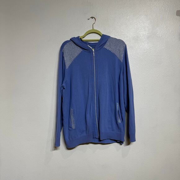 Zenergy by Chico's Blue Full Zip Hooded Jacket Sz 3/XL - Picture 1 of 11